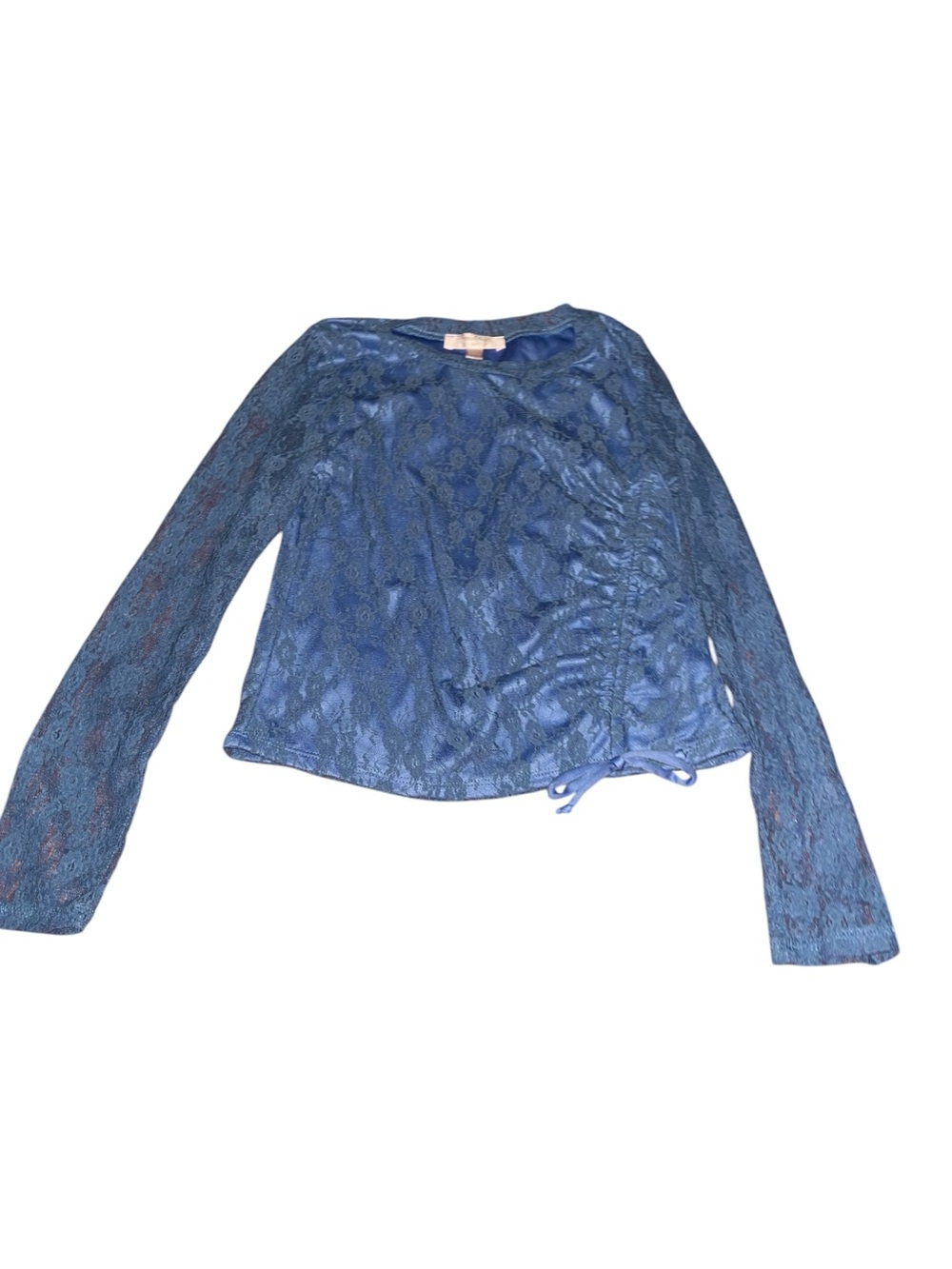 Moa Moa girls Blue Lace Long-Sleeve Top with Side Tie. Size M